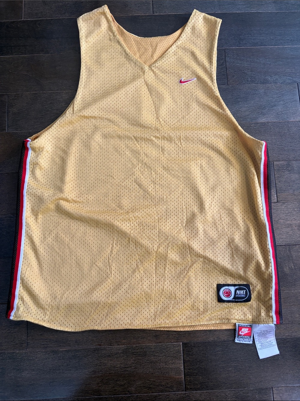 Vintage Nike Yellow Mesh Basketball Tank with Pink Swoosh
